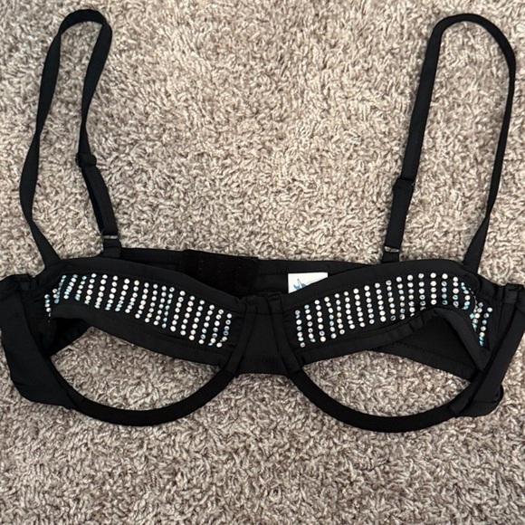 iHeartRaves Accessories - iHeartRaves Black Rhinestone Studded Bra - M